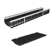 Лоток пластиковый усиленный DN150 H118 мм с щелевой чугунной решеткой класс Е600