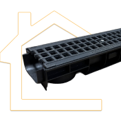 Лоток пластиковый DN100 H80 мм с чугунной ячеистой решеткой и крепежом класс C250