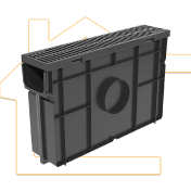 Комплект Gidrolica®Light: пескоуловитель для пластиковых лотков DN100 ПУ 10.11,5.32 пластиковый с решёткой РВ-10.11.50 пластиковой, класс А15