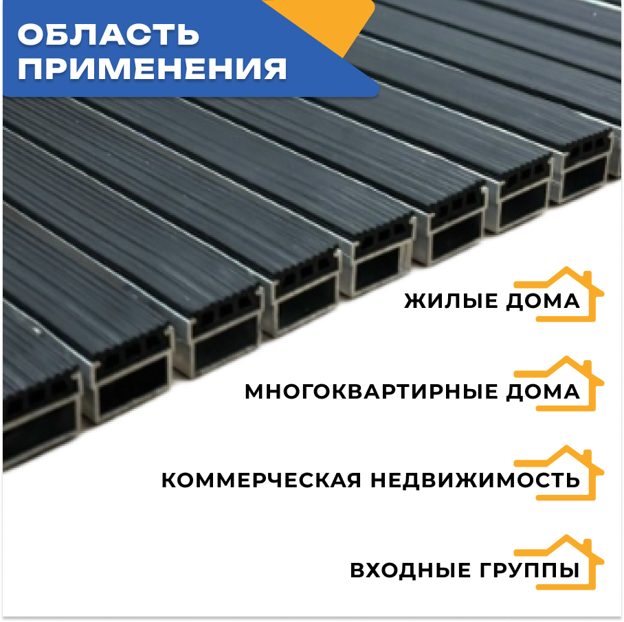 Фото Придверные решетки Решетка придверная грязезащитная GIDROSTOK MAT/ коврик придверный алюминиевый 400х600 мм, резина